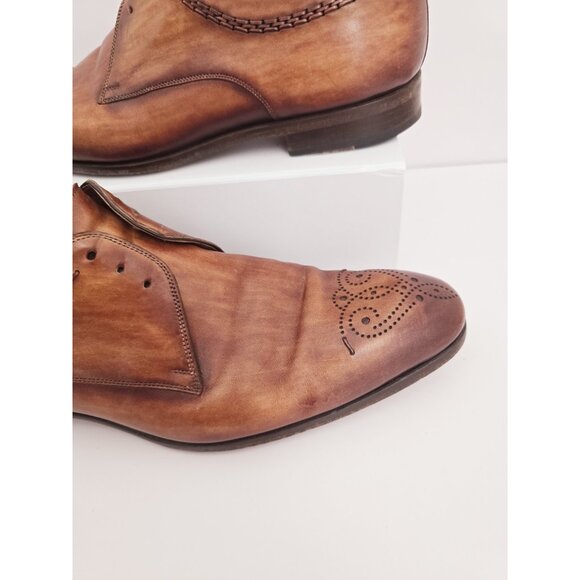 Magnanni Cordero Medallion Toe Derby Cognac Brown 20598 Brogue Dress Shoes 11 M - Picture 2 of 14